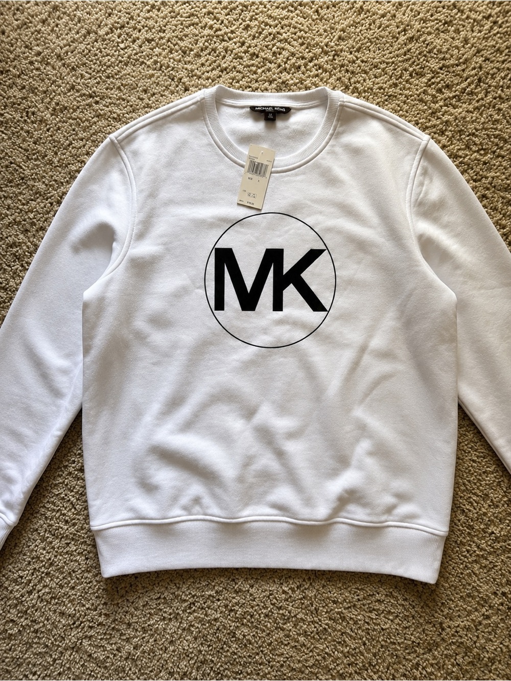 Michael Kors White Logo Sweatshirt Crewneck Pullover Size L NWT $79